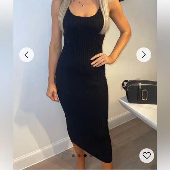 Black bodycon ribbed sleeveless dress - Picture 2 of 7